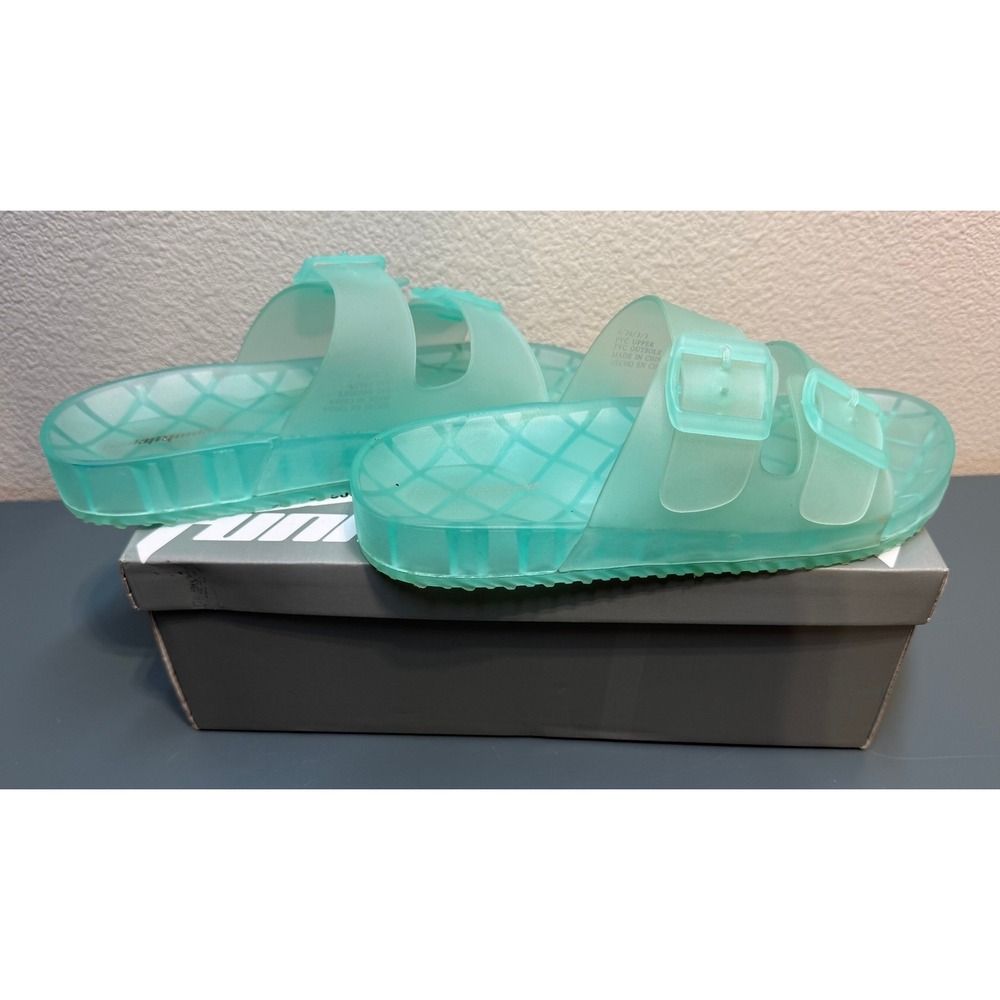 FunkyMonkey Womens Comfort Slides‎ Mint Green Jelly Double Strap Sandals Size 6
